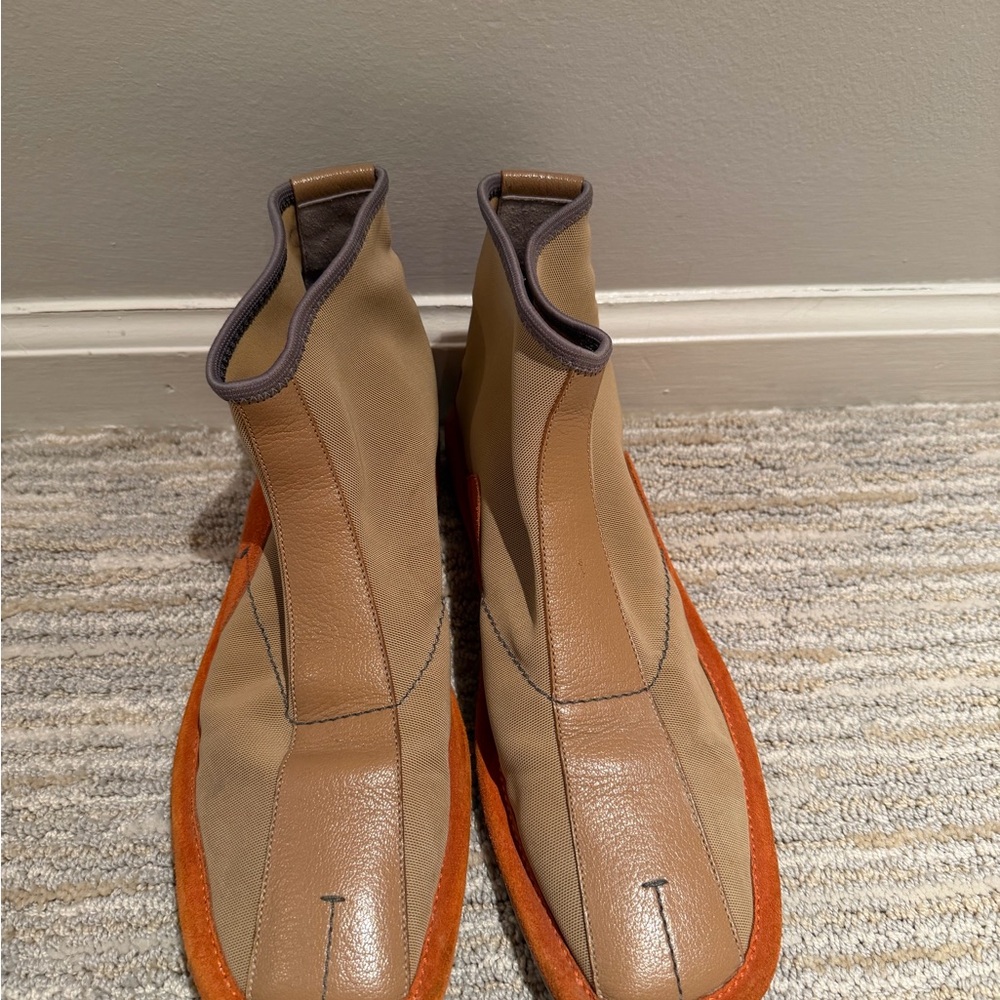 PRADA Archive 90s Leather Mesh Slip-On booties